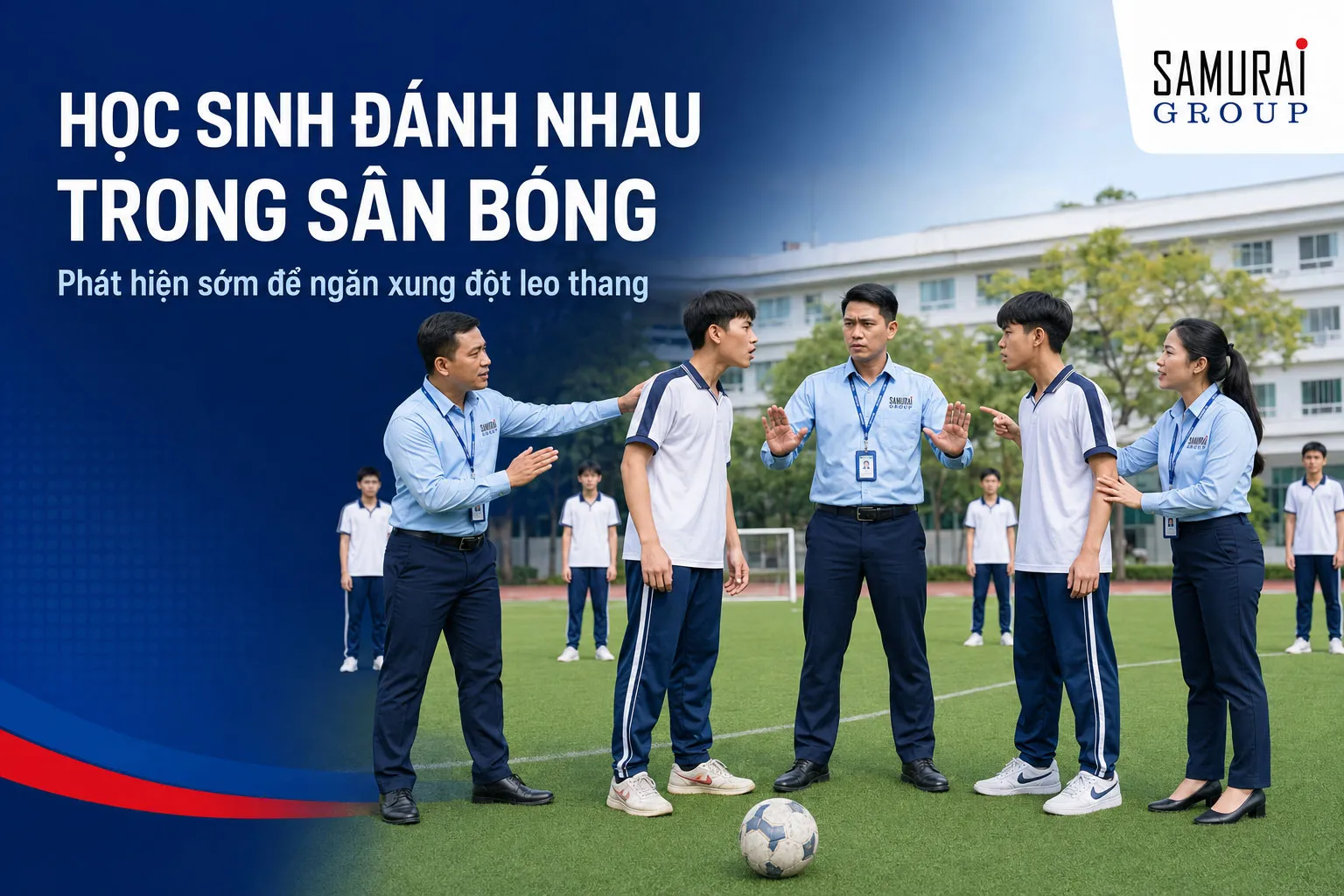 Học sinh đánh nhau trong sân bóng - Phát hiện sớm để ngăn xung đột leo thang